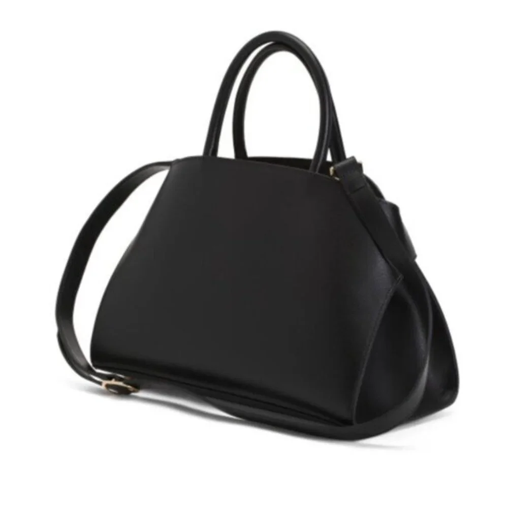 Anna Paola Annie Handbag Genuine Leather Italy Tote Crossbody Black